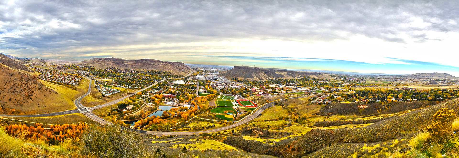Fall panorama of Golden, CO