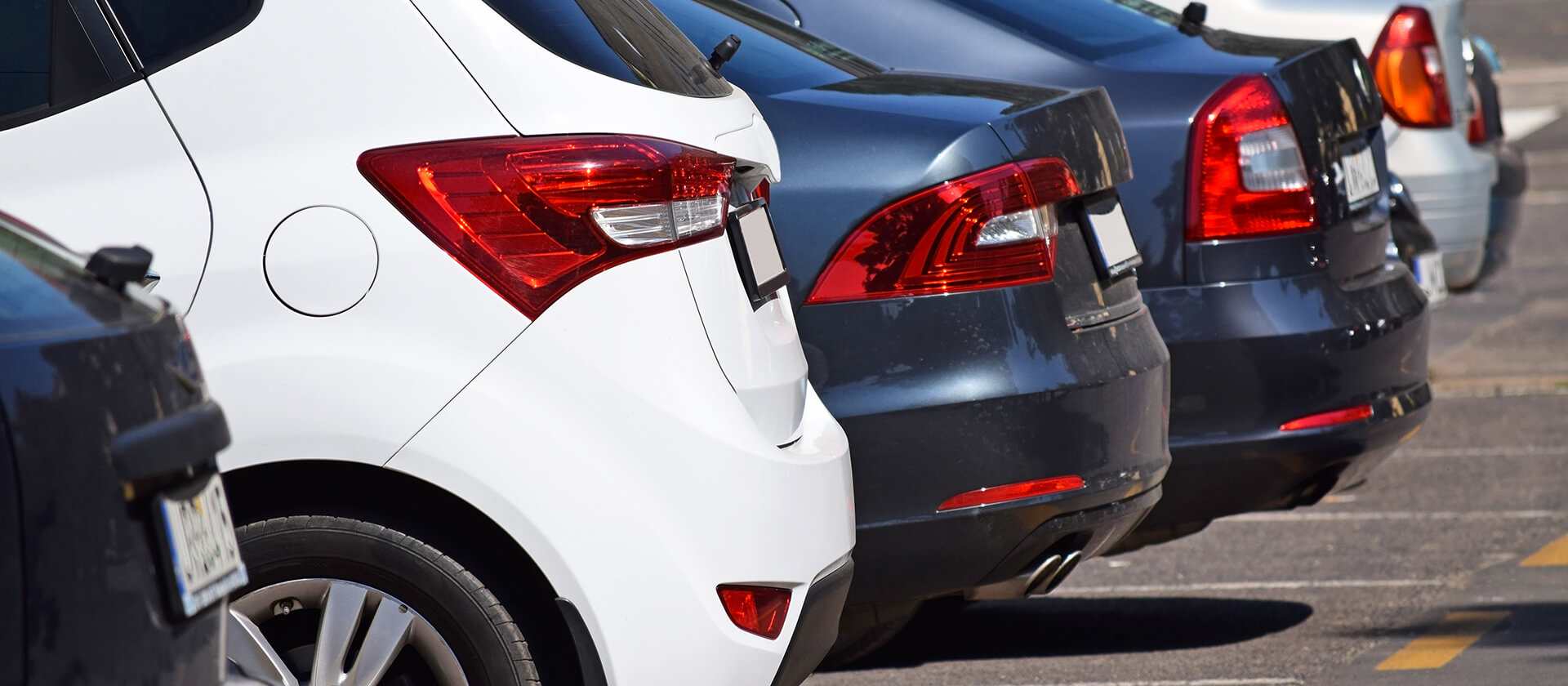 Car bumpers parked in a line