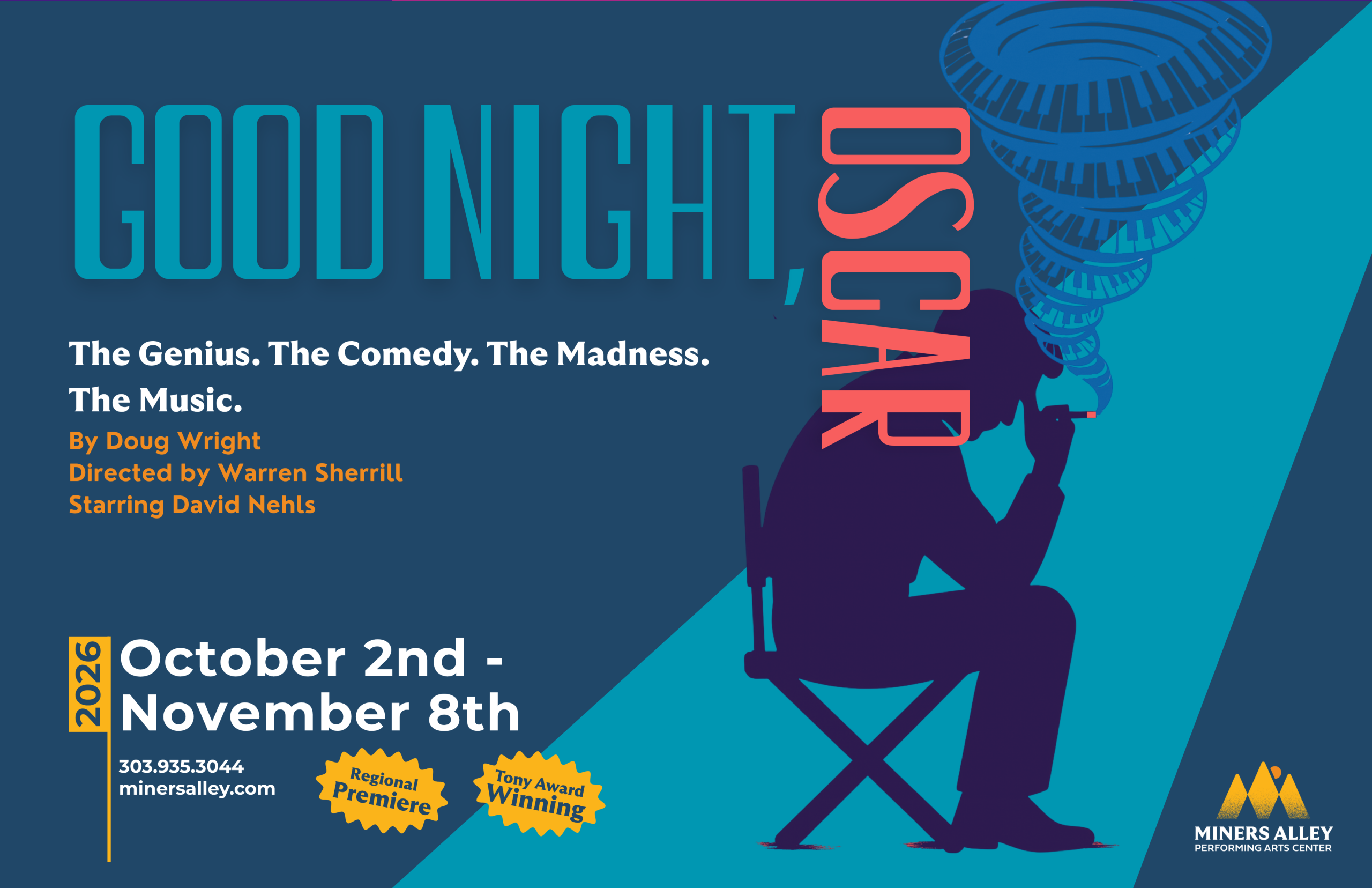 Good Night, Oscar Play Poster Miners Alley Performing Arts Center