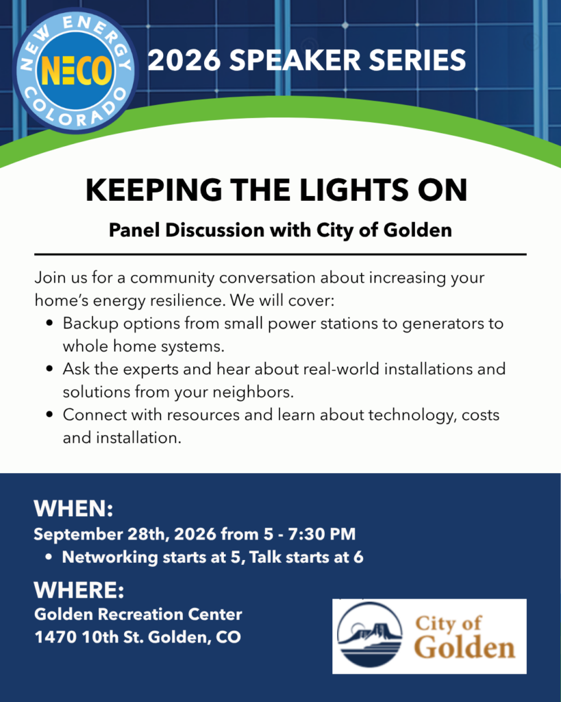 Keeping the Lights On - A Panel Discussion w/ the City of Golden & New Energy Colorado