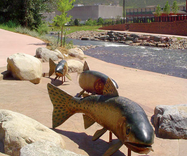 Cutthroat salmon statue
