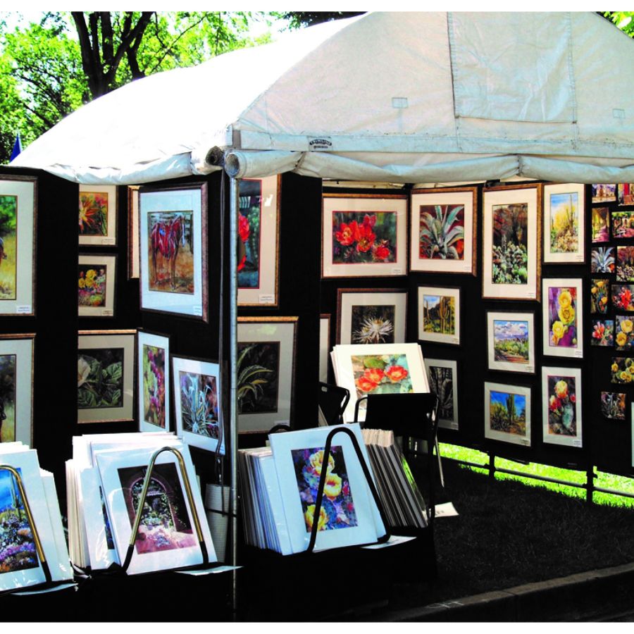 Art prints on display for sale at Arts Week Golden