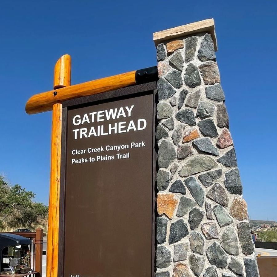 Gateway Trailhead Sign in Clear Creek Canyon along Peaks to Plains Trail
